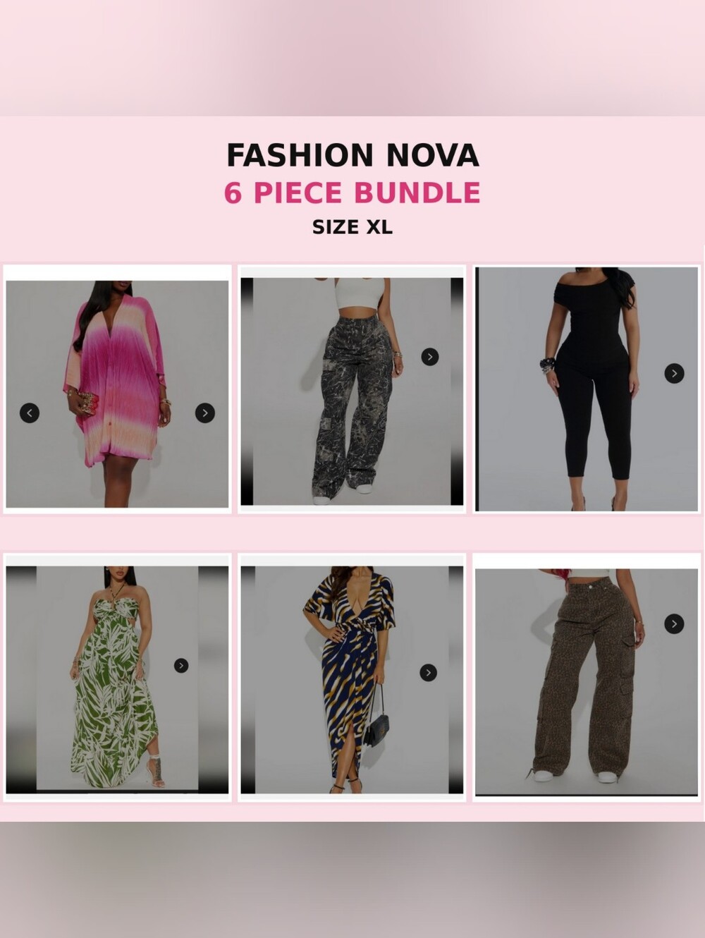 6-Piece Fashion Nova Size XL Clothing Bundle